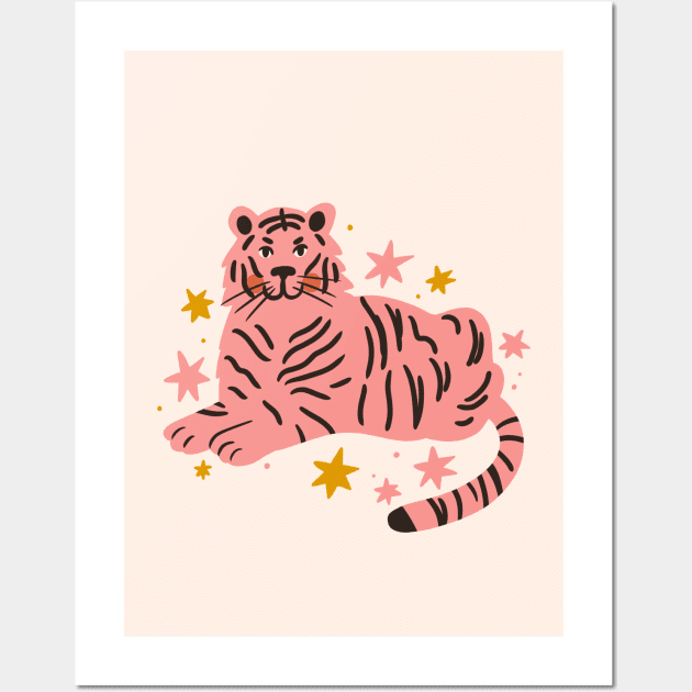 Cute pink tiger Wall Art by rafaelaper